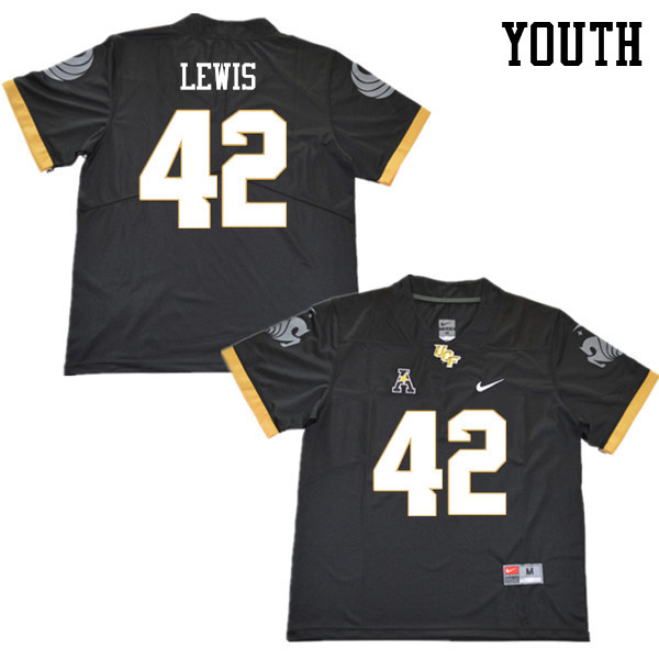 Youth #42 Rahsaan Lewis UCF Knights College Football Jerseys Sale-Black - Click Image to Close